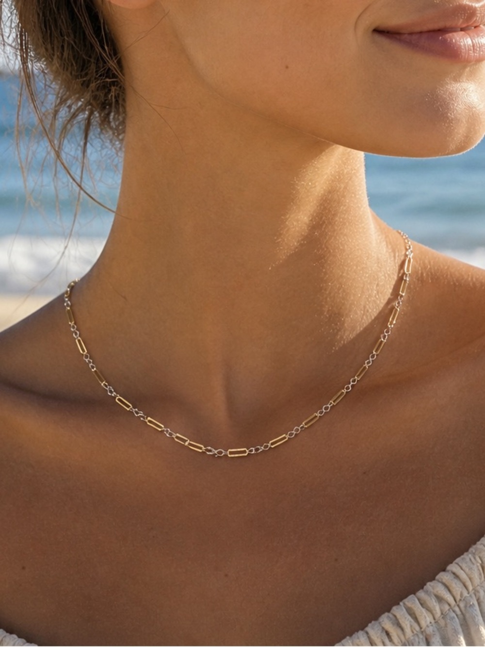 Two-Toned Alternating Paperclip Custom Necklace
